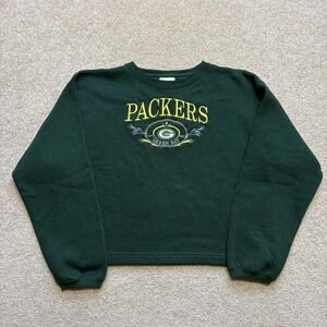 Vtg Green Bay Packers Sweatshirt Women's Large Green NFL Football Cadre Athletic